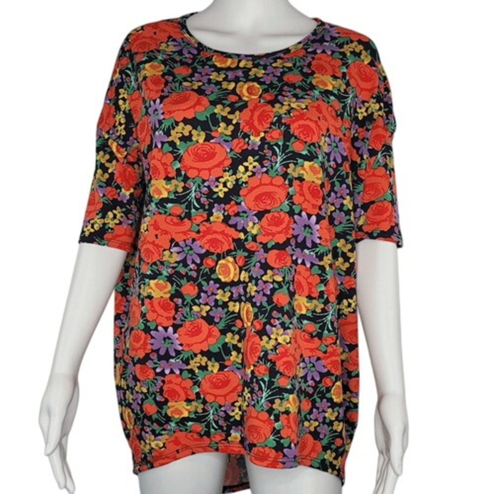 LuLaRoe Irma Red Roses Tunic Top